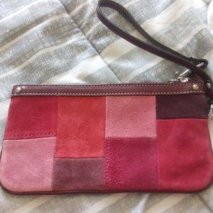 Multicolor Coach Suede wristlet